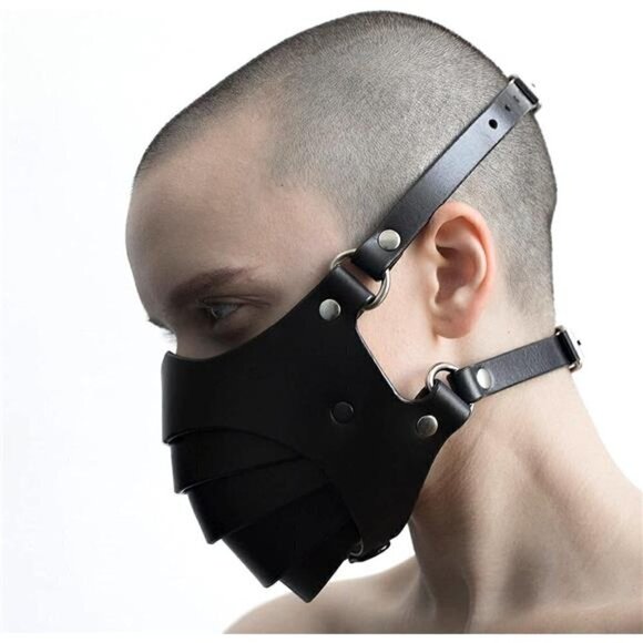 Sexy Steampunk Half-Face Halloween Cosplay PLeather Mask Adjustable Motorcycle - Picture 2 of 7